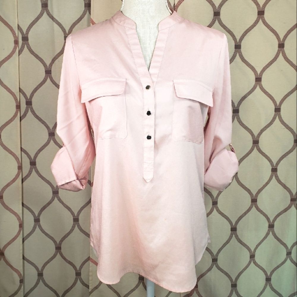 Adrienne Vittadini Studio Blouse Pink Size Small Petite